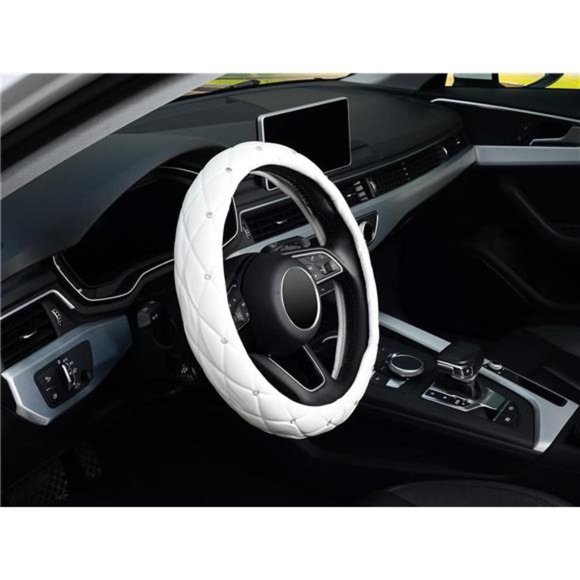 Diamond Soft Leather Steering Wheel Cover with Bling Bling Crystal Rhinestones - Picture 4 of 5